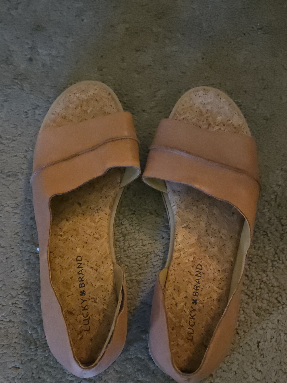 Lucky Brand Women's Cognac Leather Slide Mules